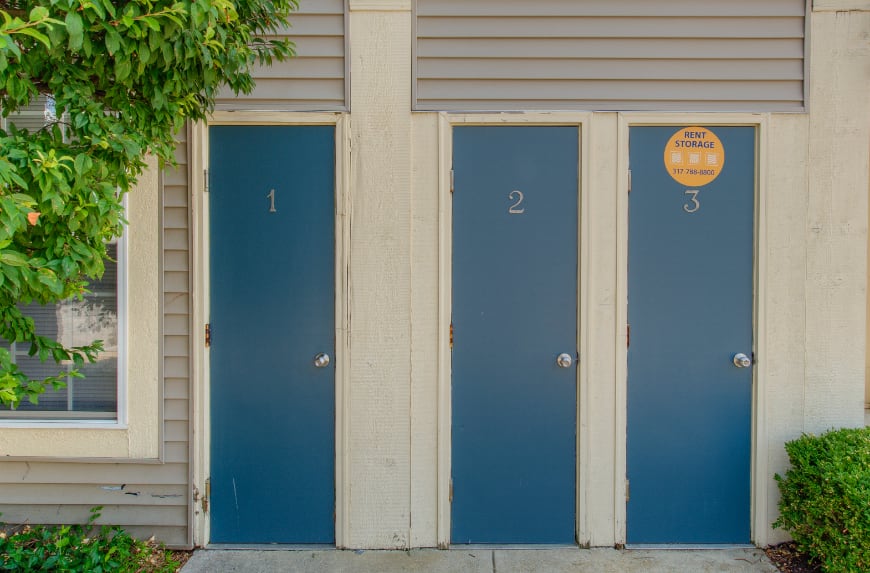 Outdoor storage in a Carmel apartment community.